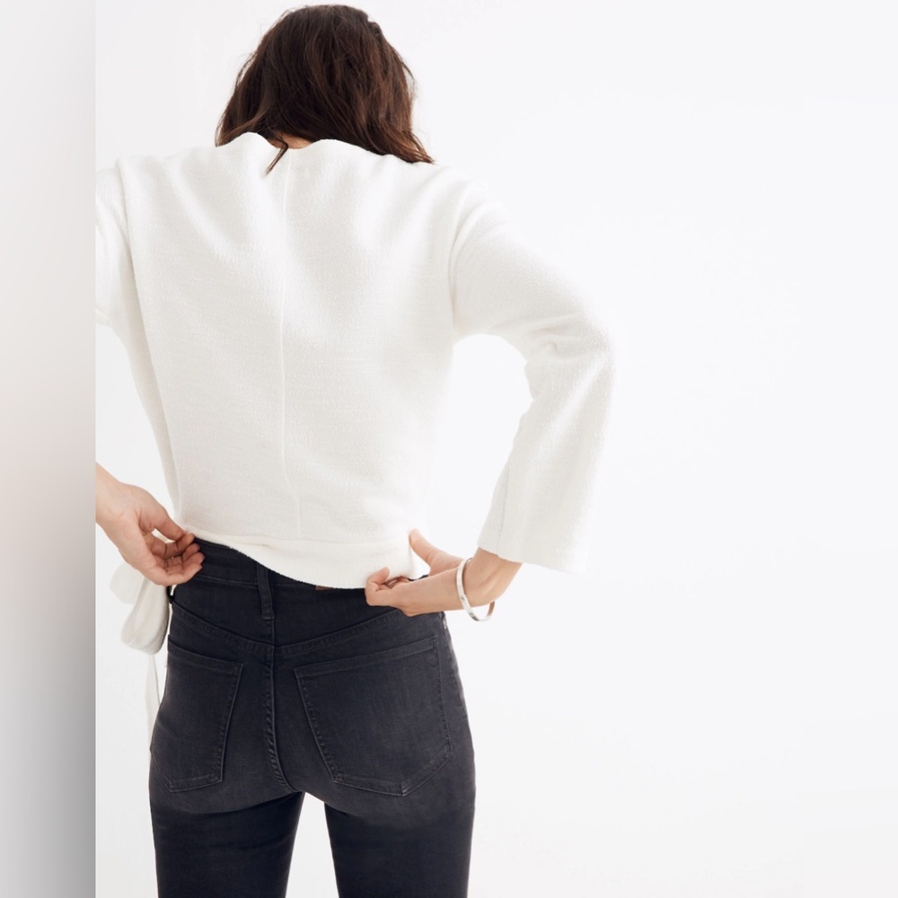 Madewell White V-Neck Sweater Soft Knit - Picture 4 of 8